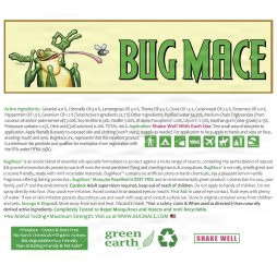 BugMace natural mosquito and insect repellent spray back label with ingredients and directions