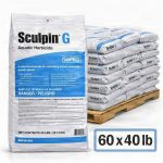 Front of SePRO Sculpin G aquatic herbicide 40 lb bag for broadleaf aquatic weed control. 60 x 40 lb bags