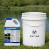 Cutrine Plus 1-gallon bottle beside an Ironvale bucket for size reference near a lake.