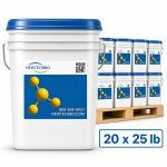 Front view of NT-MAX Lake and Pond Clarifier + Sludge and Muck Digester 20-Pack of 25 lb Pails with a pallet pack in view.