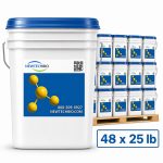 Front view of NT-MAX Lake and Pond Clarifier + Sludge and Muck Digester 48-Pack of 25 lb Pails Bags with a pallet pack in view.