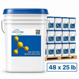 Front view of NT-MAX Lake and Pond Clarifier + Sludge and Muck Digester 48-Pack of 25 lb Pails Bags with a pallet pack in view.