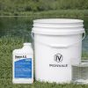 SePRO Sonar A.S. 16 oz bottle beside a 5-gallon bucket and graduated measuring cup for size reference