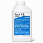 Front view of SePRO Sonar A.S. 32 oz quart aquatic herbicide bottle on a white background