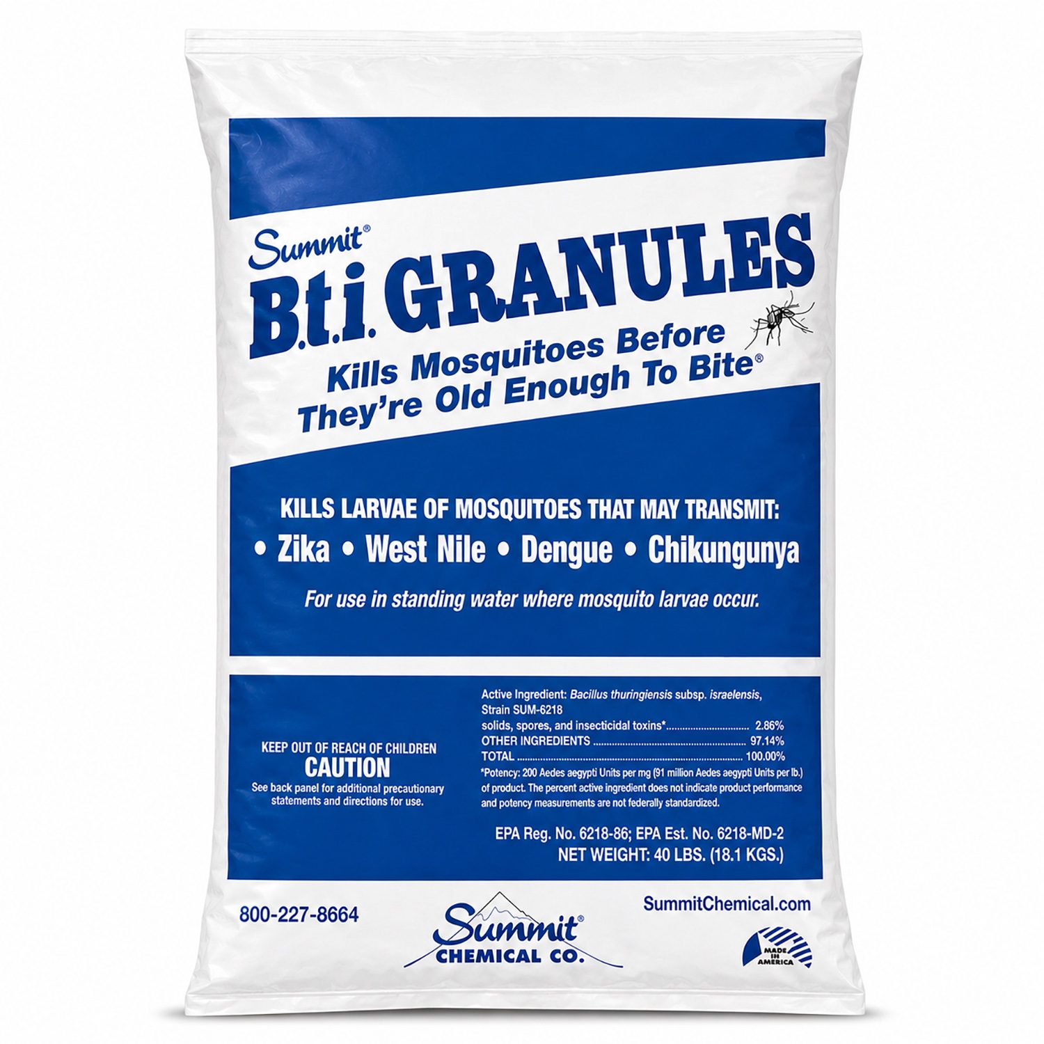 Front image of Summit B.t.i Granules 40 lb bag.