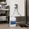 Pro Drain Chief Low Speed 110V wall-mounted near a closed liquid supply container with tubing routed to an injection point.