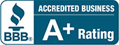 Better Business Bureau (BBB) Accredited Business badge showing A+ rating for NewTechBio
